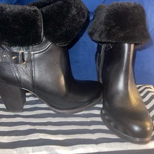 Never worn Black Ugg Heel Boots with Fur ~Sz 7 1/2